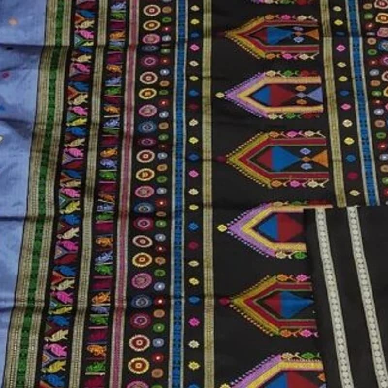 Dolabedi Cerulean Blue Black Pure Silk Saree