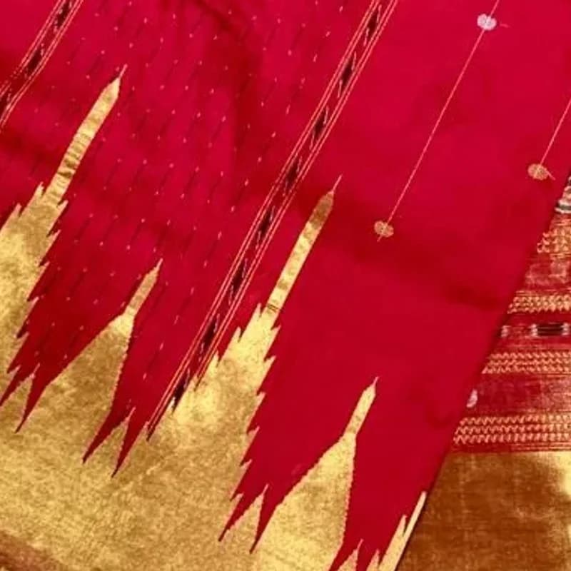 Sambalpuri Phoda Kumbha Half Tissue Patta Saree view 1