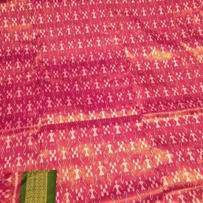 Sambalpuri Tribal Art Full Body Tissue Silk Saree view 1