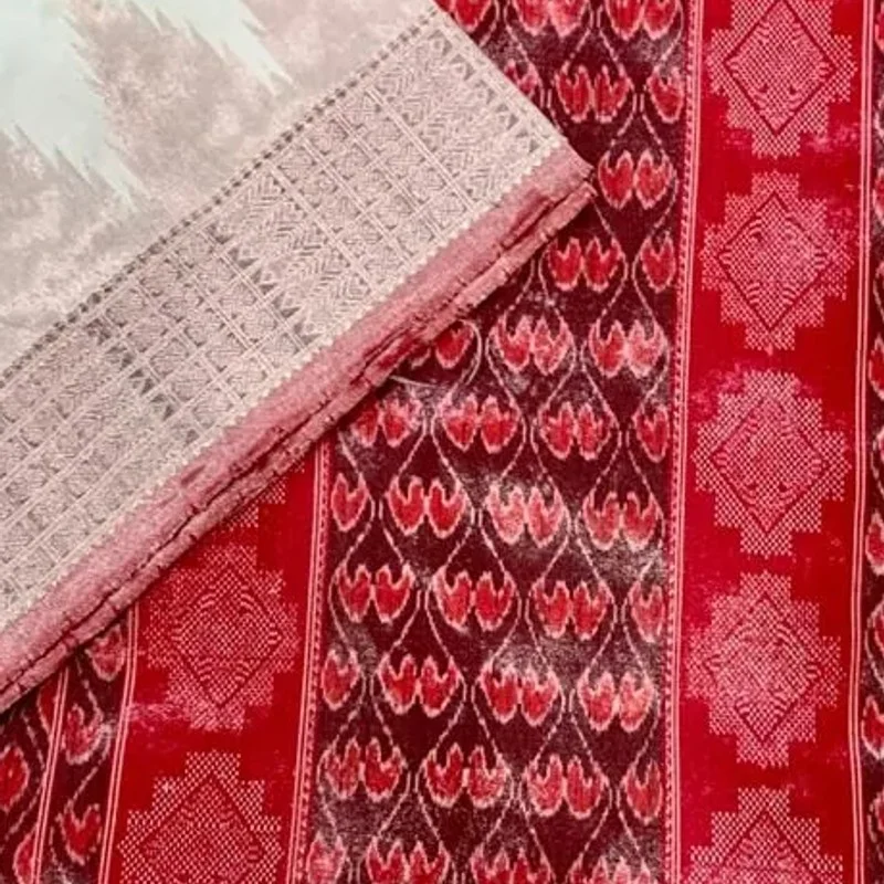 Sambalpuri Phodakumbha Border Tissue Silk Saree -red