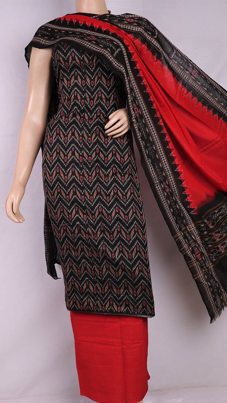 Black Ikkat Sambalpuri Cotton Dress Material | C141600216 – Priyadarshini  Handloom