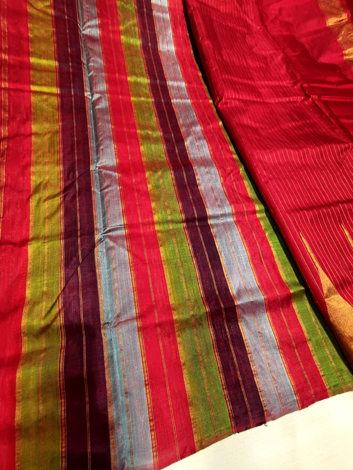 Sambalpuri Handloom Phodakumbha Tusser and Pallu Tissue Silk Saree with Blouse Piece Red Color